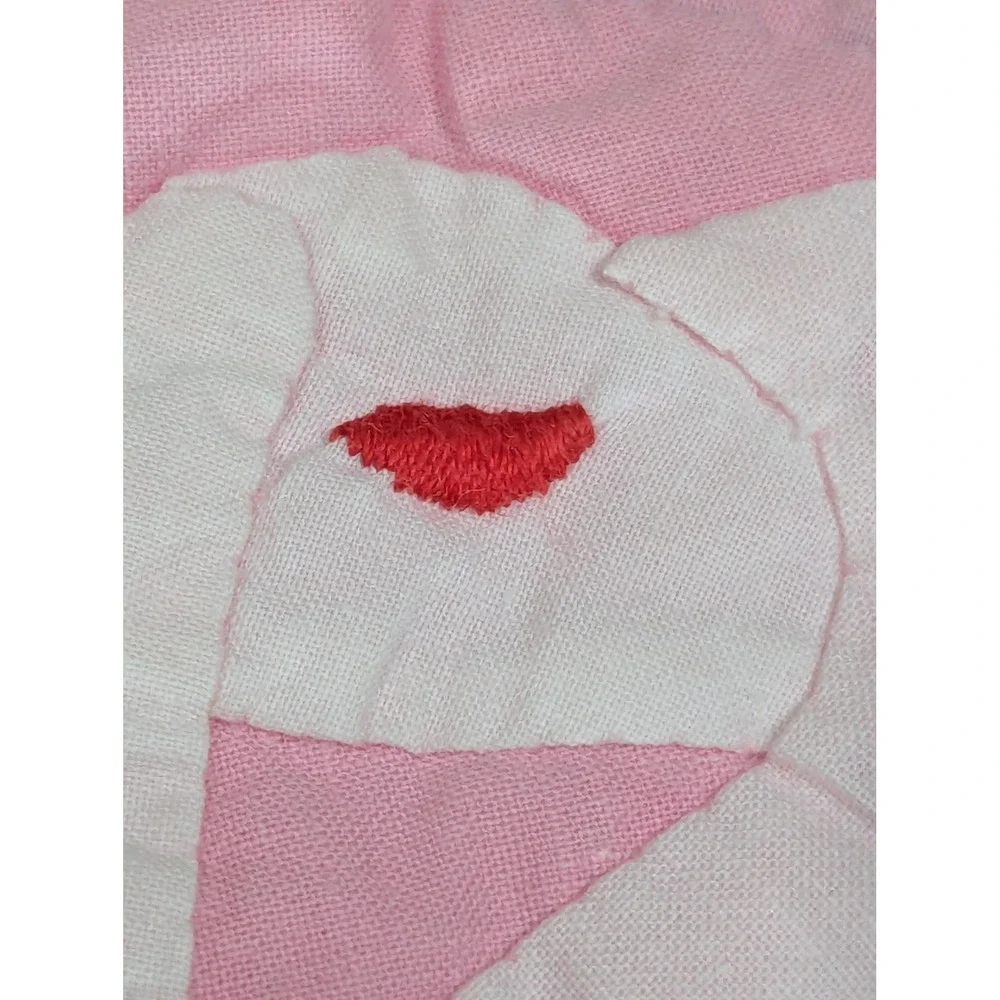 Vintage Handmade Rose Appliqué Quilt – 86